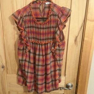 beachlunchlounge Red and Gray Buttoned Sundress